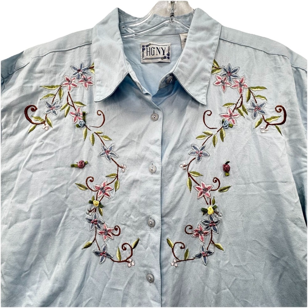 NWT Vintage Deadstock Womens Sz. Large Top Floral Embroidered Granny Grannycore‎
